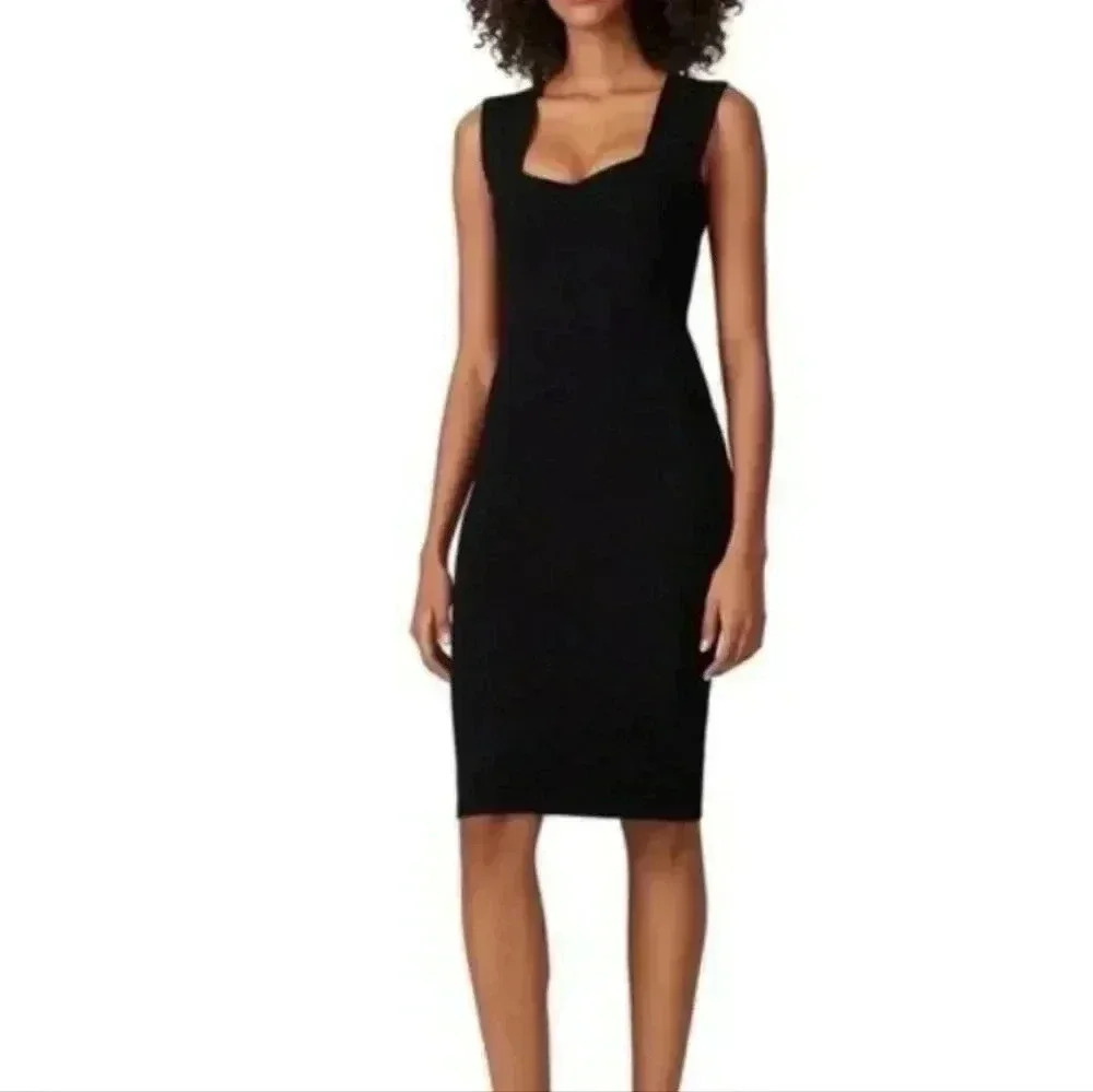 Milly Black Woven Ottoman Bandage Sheath Dress M